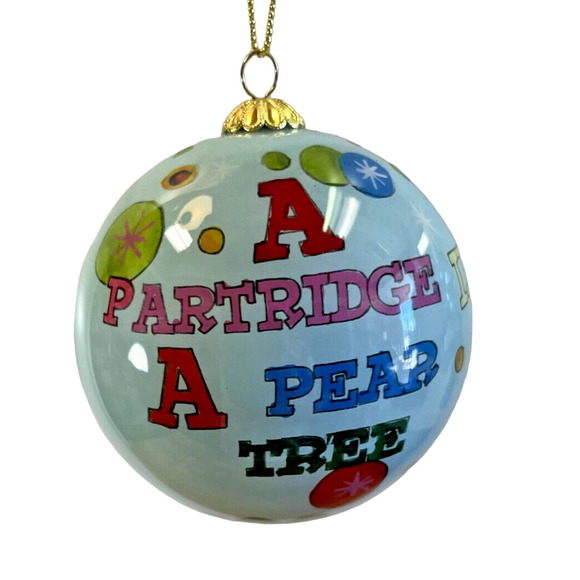 Christmas Ornament Ball Hand Painted 2011 Partridge Pear Tree Holiday Decoration - Picture 2 of 4